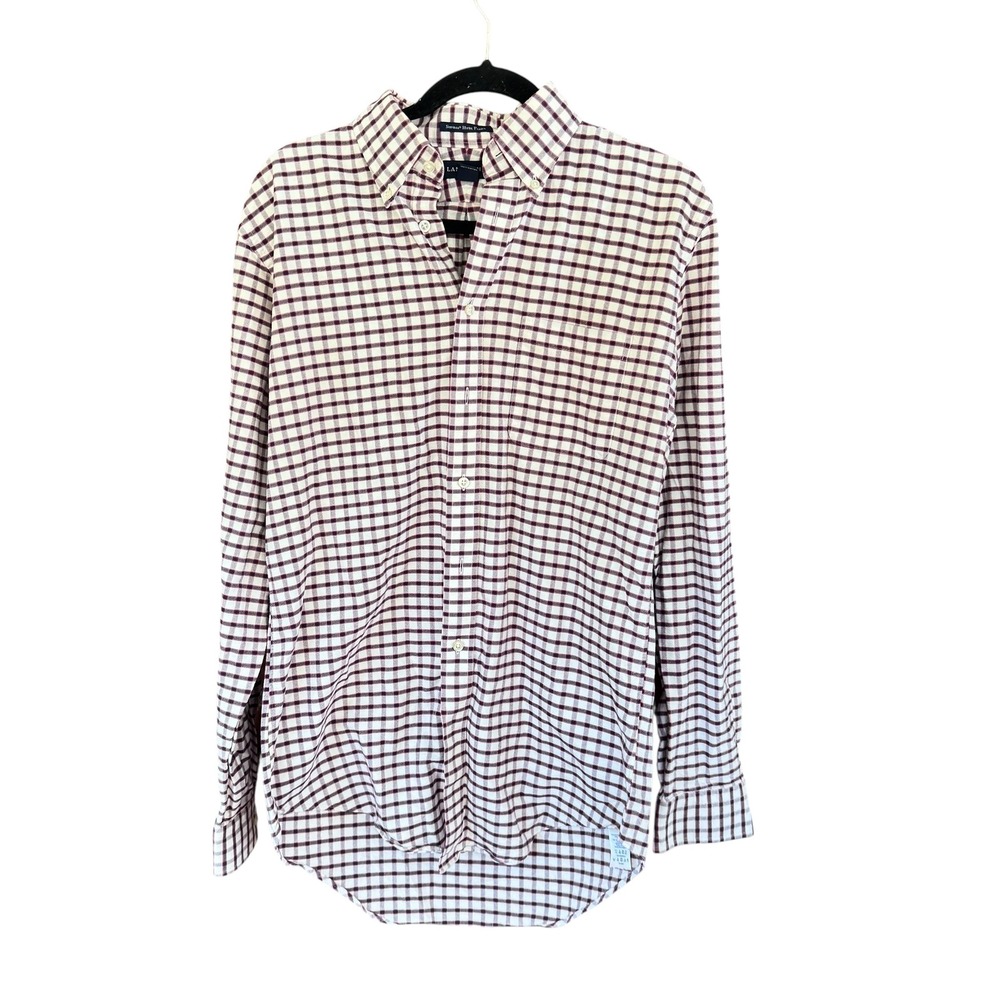 Lands End Mens Supima Hyde Park Tailored Fit Tall Button Down Shirt 15.5-36 Red